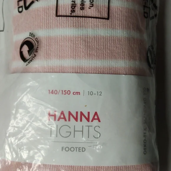 Hanna Andersson Pink and White Footed Tights Size 140/150 10-12 Nwt - Picture 2 of 6